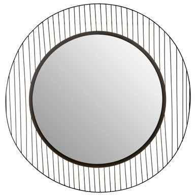 Orsina Trento Circular Wall Mirror – Black Geometric Linear Frame