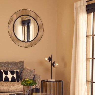 Orsina Trento Circular Wall Mirror – Black Geometric Linear Frame