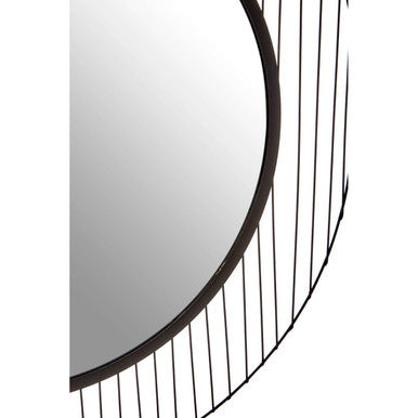 Orsina Trento Circular Wall Mirror – Black Geometric Linear Frame