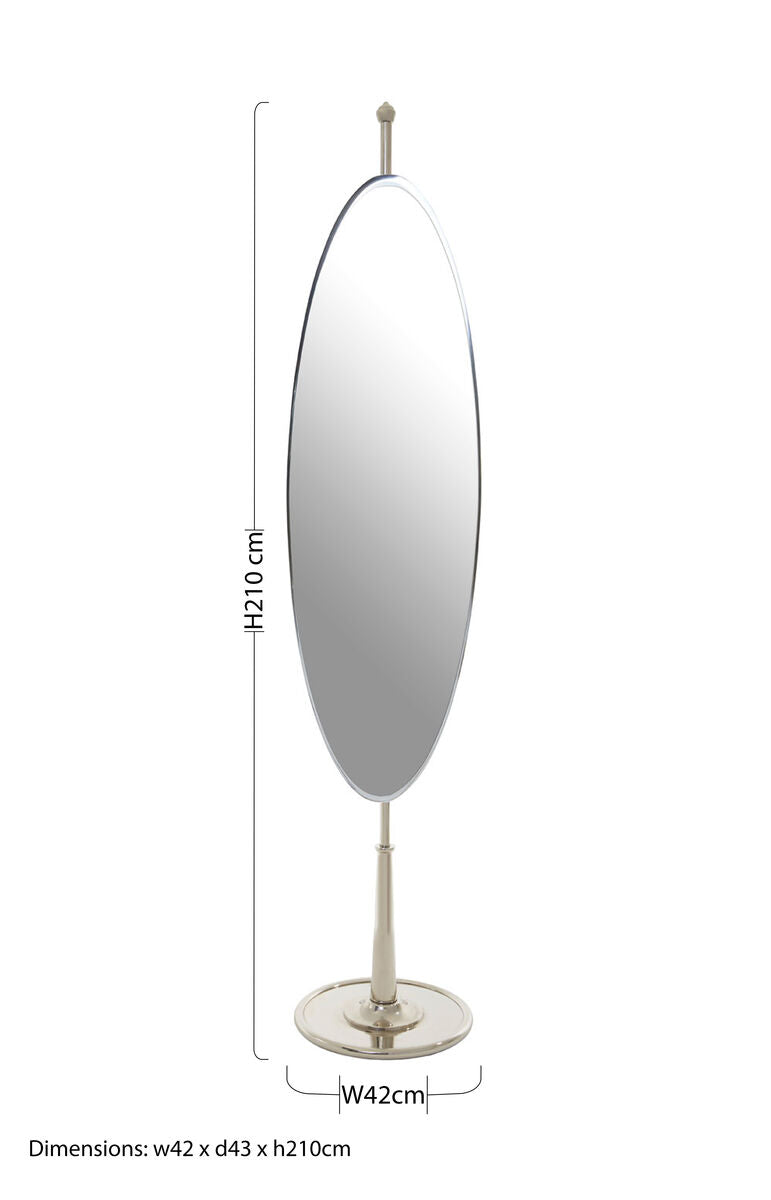 Orsina Kensington Townhouse Silver Oval Mirror | Adjustable Vanity