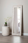 Orsina Hestina Rectangular Whitewash Teak Wood Mosaic Wall Mirror