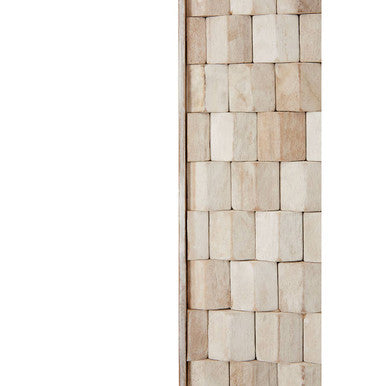 Orsina Hestina Rectangular Whitewash Teak Wood Mosaic Wall Mirror