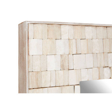 Orsina Hestina Rectangular Whitewash Teak Wood Mosaic Wall Mirror