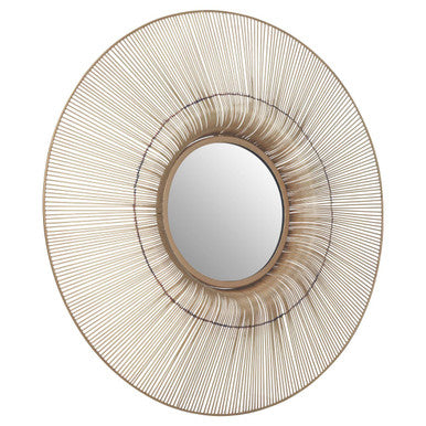 Orsina Templar Round Gold Wire Wall Mirror – Modern Geometric Decor