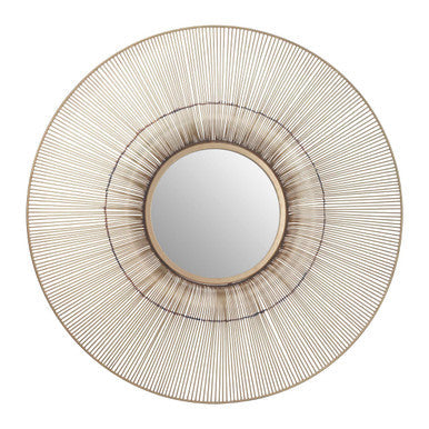 Orsina Templar Round Gold Wire Wall Mirror – Modern Geometric Decor