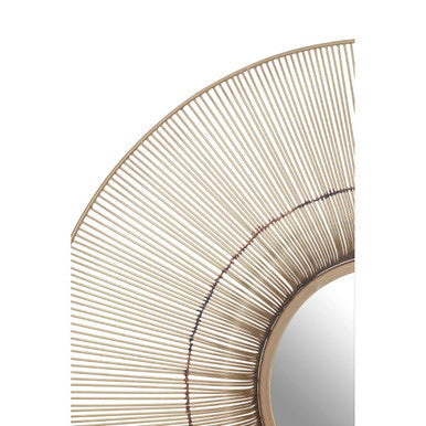 Orsina Templar Round Gold Wire Wall Mirror – Modern Geometric Decor