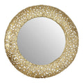 Orsina Templar Round Wall Mirror – Gold Pebble Effect Accent Mirror