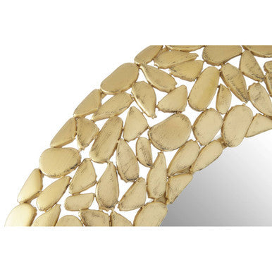 Orsina Templar Round Wall Mirror – Gold Pebble Effect Accent Mirror