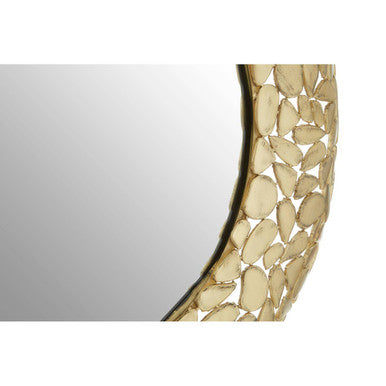 Orsina Templar Round Wall Mirror – Gold Pebble Effect Accent Mirror