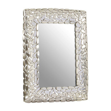 Orsina Templar Rectangular Wall Mirror – Antique Nickel Pebble Frame