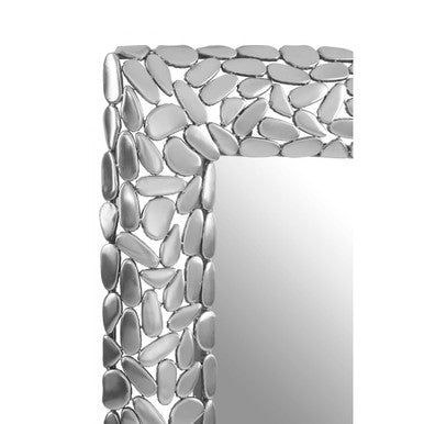 Orsina Templar Rectangular Wall Mirror – Antique Nickel Pebble Frame