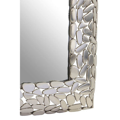Orsina Templar Rectangular Wall Mirror – Antique Nickel Pebble Frame
