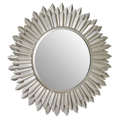 Orsina Templar Sunburst Wall Mirror – Silver Nickel Iron Frame