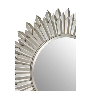 Orsina Templar Sunburst Wall Mirror – Silver Nickel Iron Frame