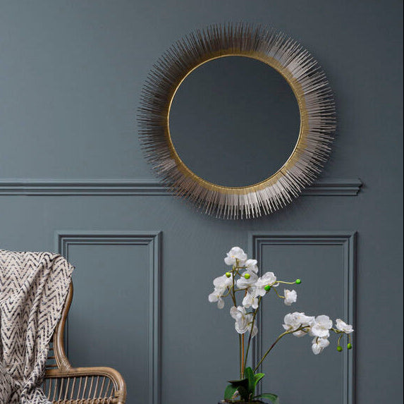 Orsina Templar Round Brass Wall Mirror – Sunburst Decorative Frame