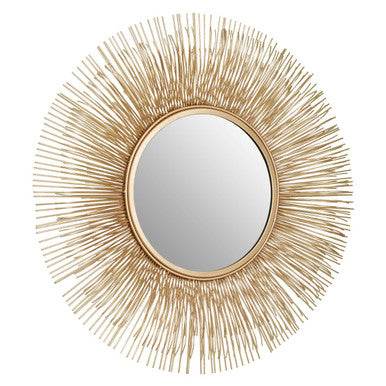 Orsina Templar Gold Sunburst Wall Mirror – Modern Round Brass Frame