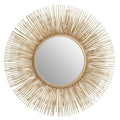 Orsina Templar Gold Sunburst Wall Mirror – Modern Round Brass Frame