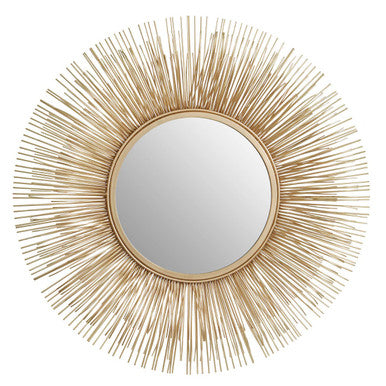 Orsina Templar Gold Sunburst Wall Mirror – Modern Round Brass Frame
