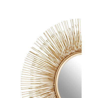 Orsina Templar Gold Sunburst Wall Mirror – Modern Round Brass Frame