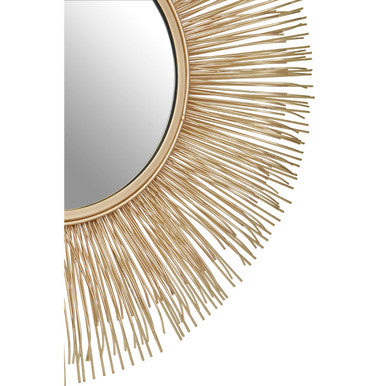Orsina Templar Gold Sunburst Wall Mirror – Modern Round Brass Frame