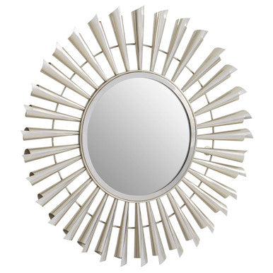 Orsina Templar Sunburst Wall Mirror – Round Nickel Starburst Design