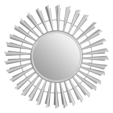Orsina Templar Sunburst Wall Mirror – Round Nickel Starburst Design