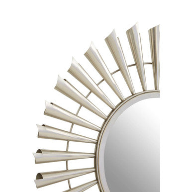 Orsina Templar Sunburst Wall Mirror – Round Nickel Starburst Design