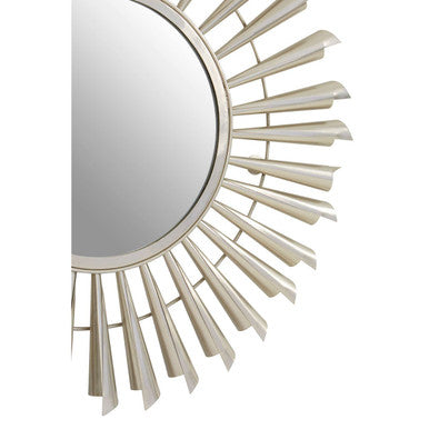 Orsina Templar Sunburst Wall Mirror – Round Nickel Starburst Design