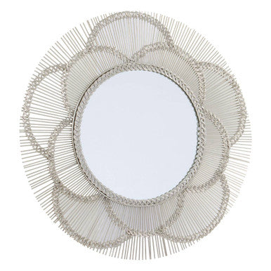 Orsina Templar Floral Wall Mirror – Nickel Finish Decorative Mirror