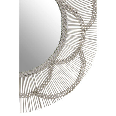 Orsina Templar Floral Wall Mirror – Nickel Finish Decorative Mirror