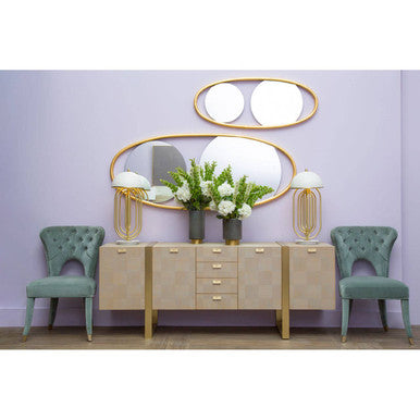 Orsina Villi Large Oval Wall Mirror – Gold Solid Wood Sculptural Frame