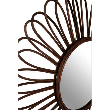 Orsina Batu Round Rattan Wall Mirror – Black Circular Petal Frame