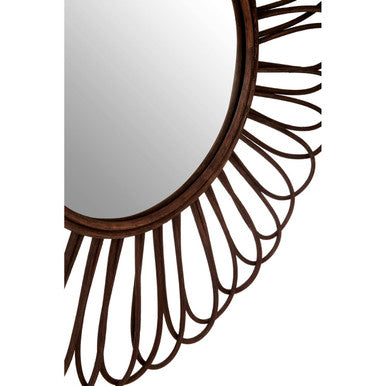 Orsina Batu Round Rattan Wall Mirror – Black Circular Petal Frame