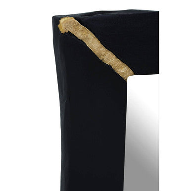 Orsina Asamra Black Wall Mirror – Hand-Carved Wood with Gold Accents