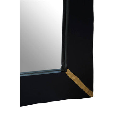 Orsina Asamra Black Wall Mirror – Hand-Carved Wood with Gold Accents