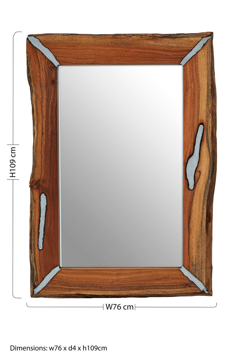 Orsina Almora Acacia Wood Wall Mirror – Live Edge Rectangular Mirror