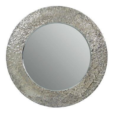 Orsina Akola Round Wall Mirror – Hammered Nickel Finish Modern Decor