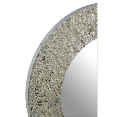 Orsina Akola Round Wall Mirror – Hammered Nickel Finish Modern Decor