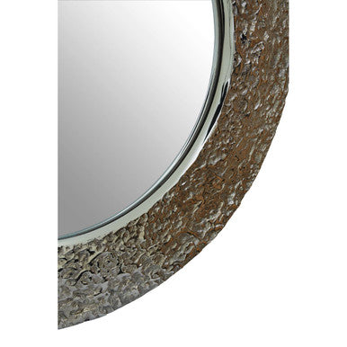 Orsina Akola Round Wall Mirror – Hammered Nickel Finish Modern Decor