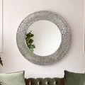 Orsina Akola Round Wall Mirror – Hammered Nickel Finish Modern Decor