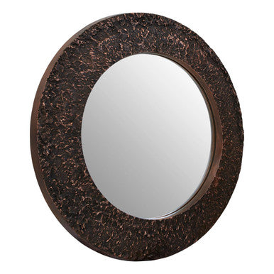Orsina Akola Round Wall Mirror – Hammered Copper Finish Metal