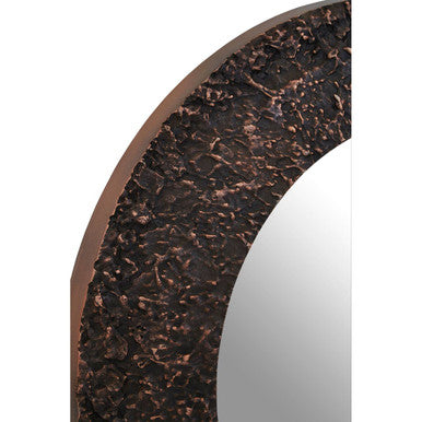 Orsina Akola Round Wall Mirror – Hammered Copper Finish Metal