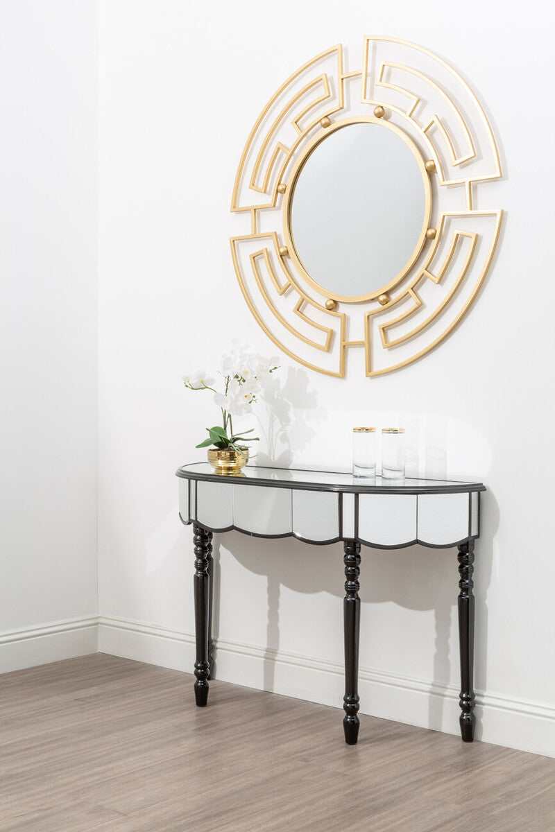 Orsina Jalal Round Wall Mirror – Gold Finish Segmented Metal Frame
