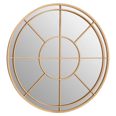 Orsina Beauly Round Wall Mirror – Gold Finish Geometric Metal Frame