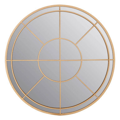 Orsina Beauly Round Wall Mirror – Gold Finish Geometric Metal Frame