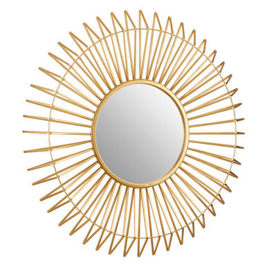 Orsina Beauly Round Gold Wall Mirror – Sunburst Metal Frame, 32"