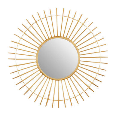Orsina Beauly Round Gold Wall Mirror – Sunburst Metal Frame, 32"