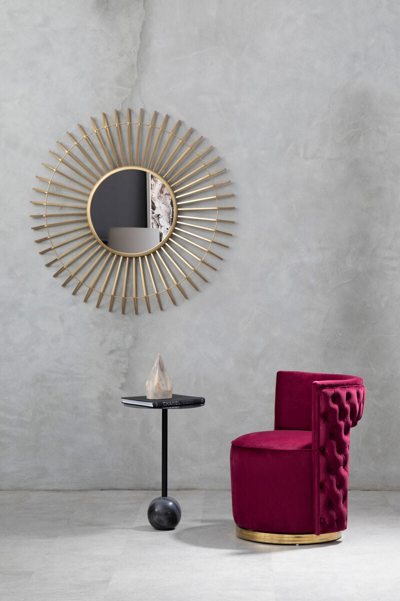 Orsina Beauly Round Gold Wall Mirror – Sunburst Metal Frame, 32"