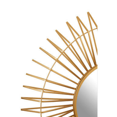 Orsina Beauly Round Gold Wall Mirror – Sunburst Metal Frame, 32"