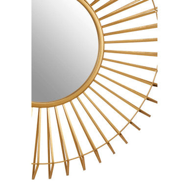 Orsina Beauly Round Gold Wall Mirror – Sunburst Metal Frame, 32"